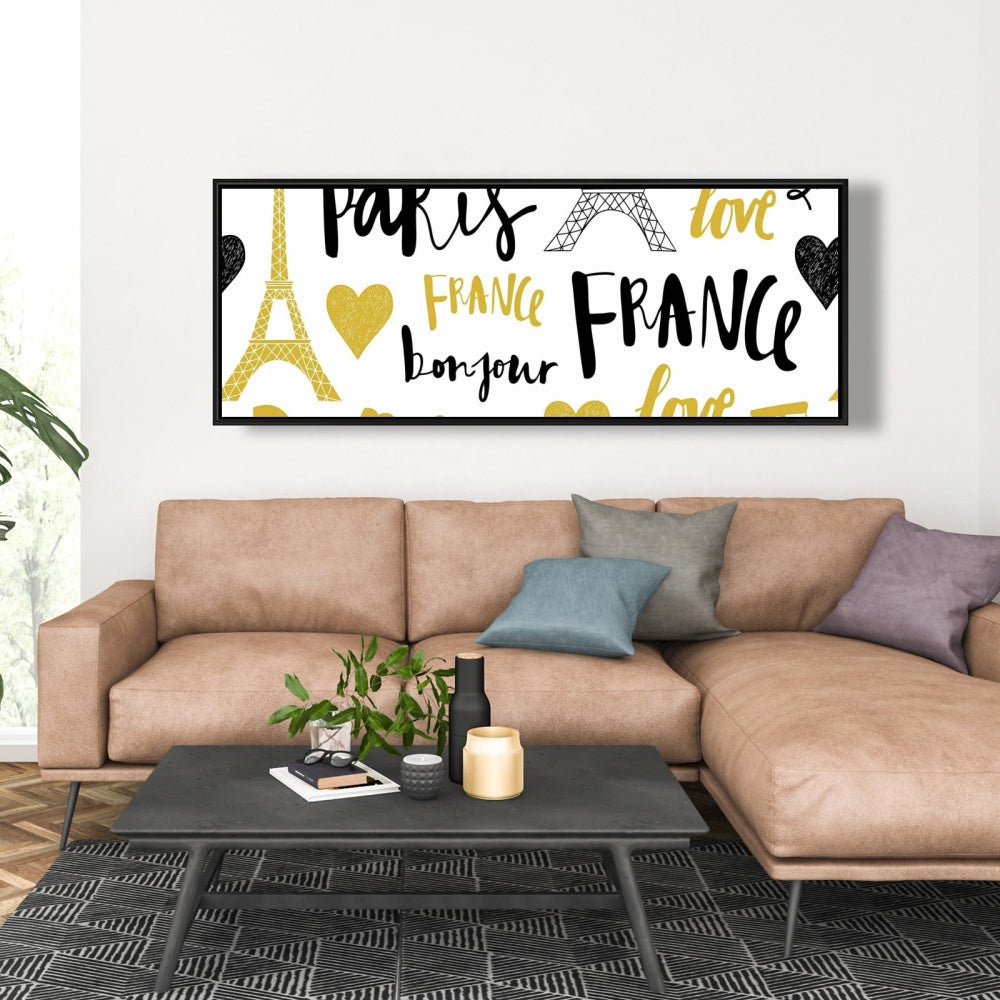 Bonjour la France Yellow Canvas | Bedroom Wall Art Decor