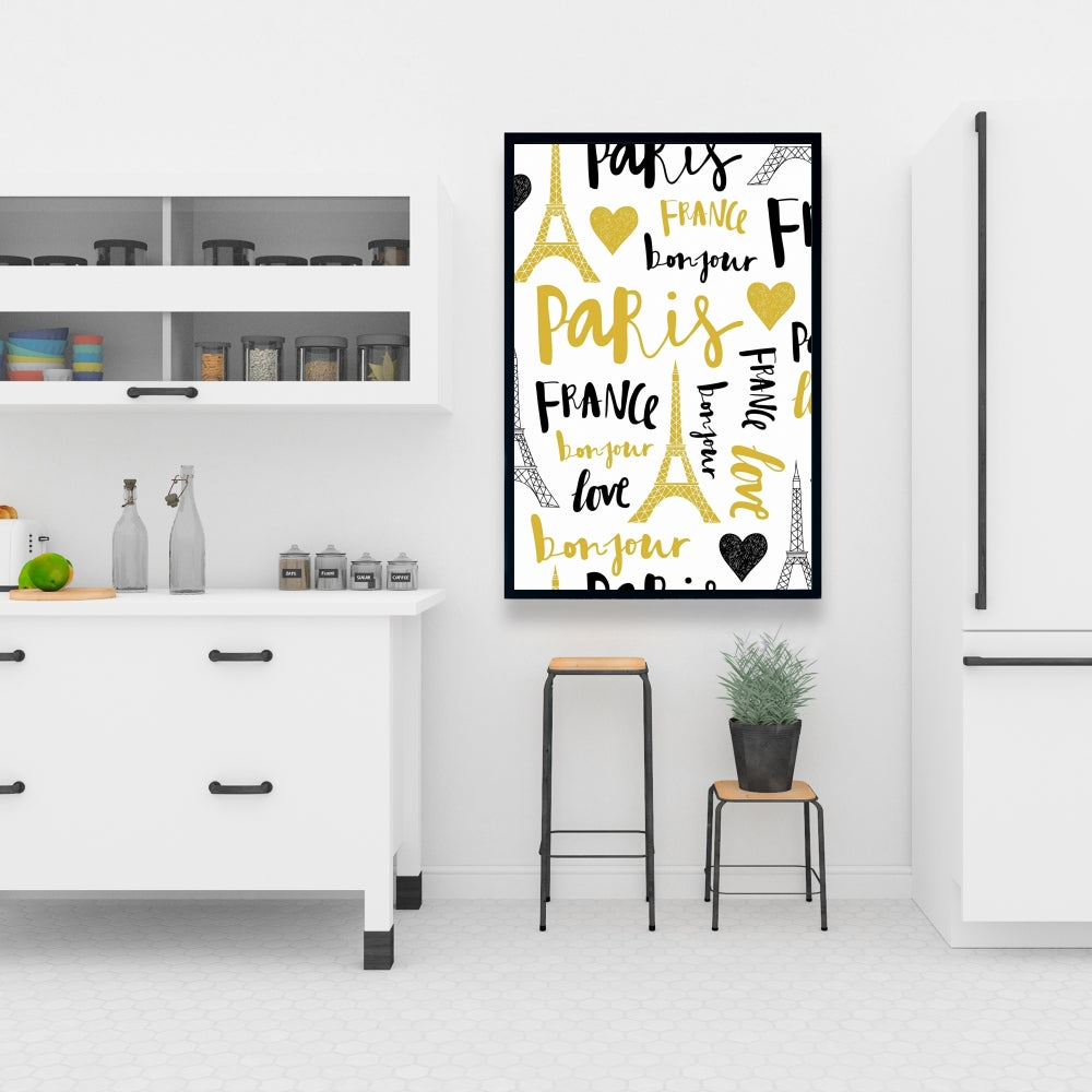 Bonjour la France Yellow Canvas | Bedroom Wall Art Decor