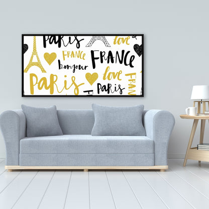Bonjour la France Yellow Canvas | Bedroom Wall Art Decor