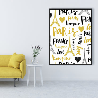 Bonjour la France Yellow Canvas | Bedroom Wall Art Decor