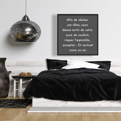 White Motivational Framed Canvas - Make Our Dreams Come True Decor