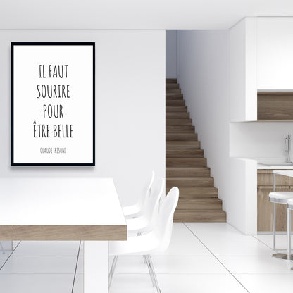 Minimalist Framed Canvas - You Must Smile to Be Beautiful Decor