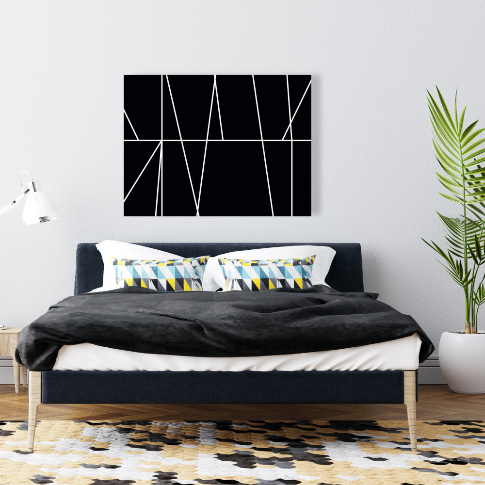 White Stripes on Black Canvas - Bedroom Shapes Home Decor