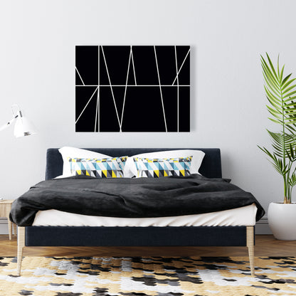 White Stripes on Black Canvas - Bedroom Shapes Home Decor
