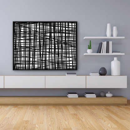 Petites rayures abstraites | Toile encadrée | Décoration de chambre