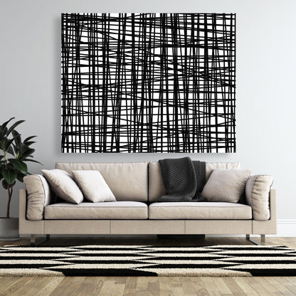 Abstract Small Stripes Canvas - Shapes Contemporary Bedroom Decor