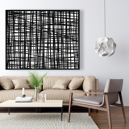 Petites rayures abstraites | Toile encadrée | Décoration de chambre