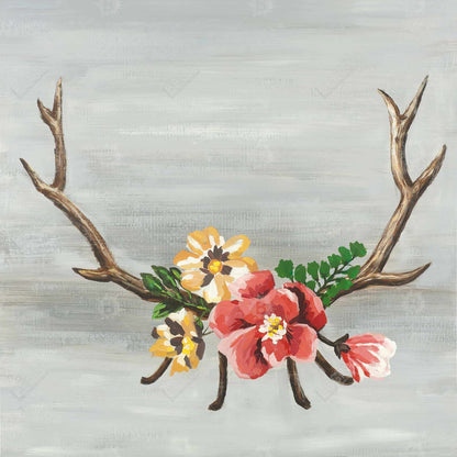 Toile motif cornes de cerf marron bohème | Décoration animalière