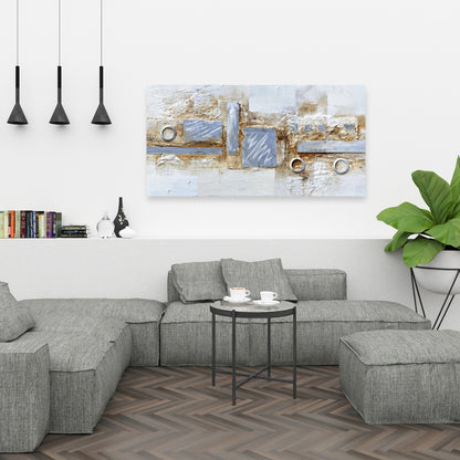Abstract Circles & Squares Canvas | Industrial Bedroom Decor
