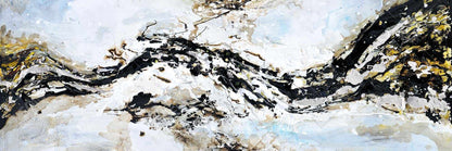 Blue Abstract Shapes Canvas - Texturized Paint Splash Decor