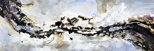 Toile texturée à vagues abstraites | Art encadré à formes bleues