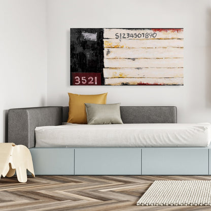 Wood-Look Abstract Canvas Art - Numbered Black Bedroom Decor