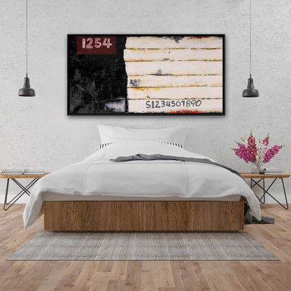 Wooden Pallet Numbers Art | Abstract Framed Canvas Decor