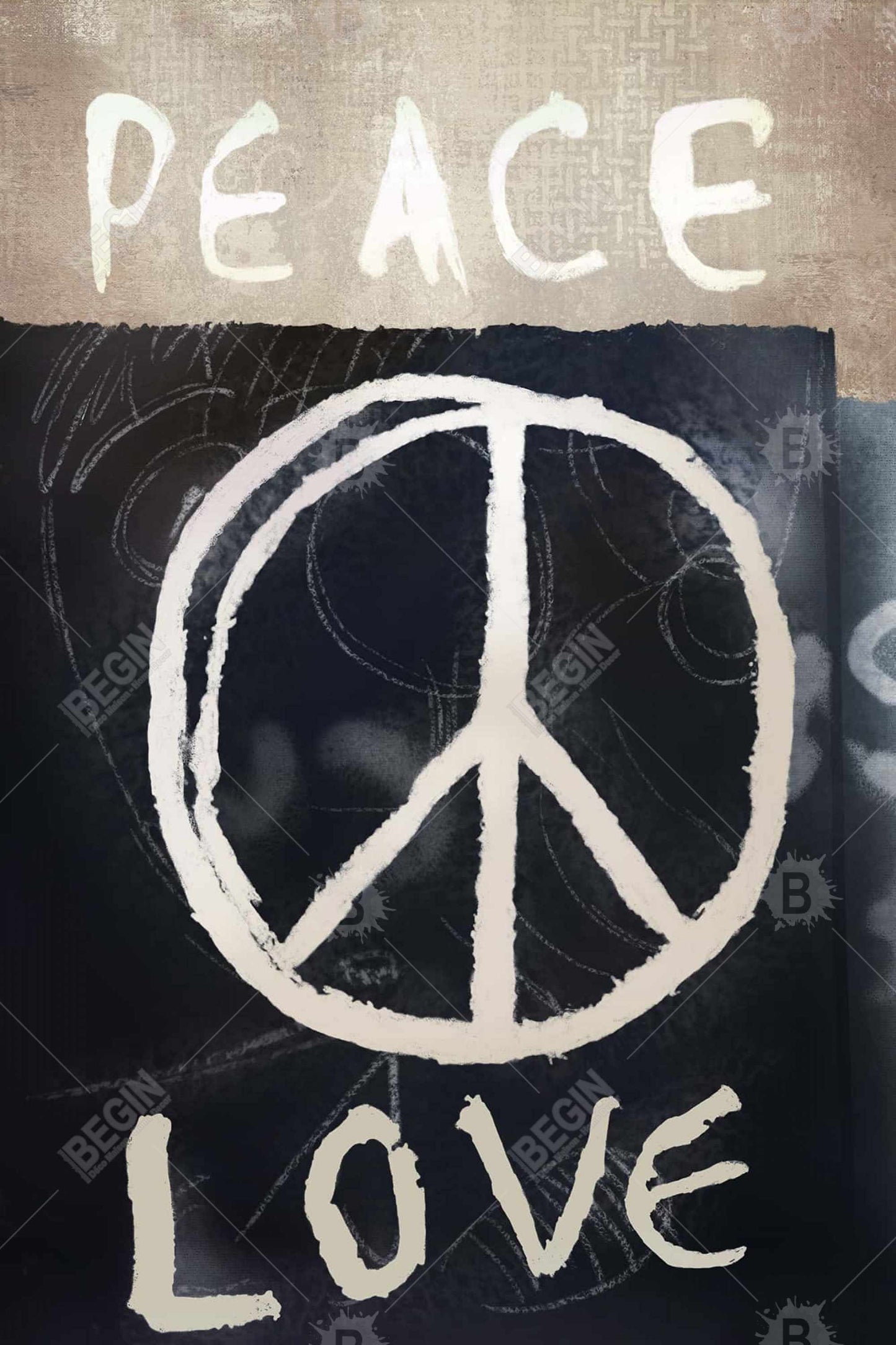 Toile de motivation « Paix, amour » pour bureau – Décoration d'intérieur encadrée