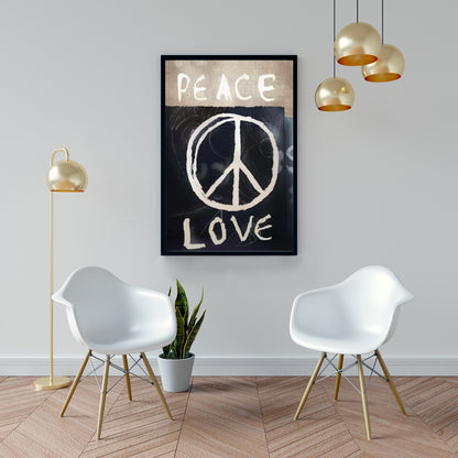 Toile de motivation « Paix, amour » pour bureau – Décoration d'intérieur encadrée