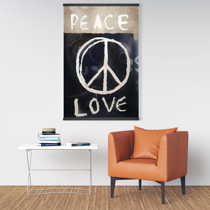 Peace Love Office Motivational Black Canvas | Magnetic Decor