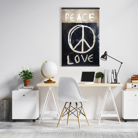 Peace Love Office Motivational Black Canvas | Magnetic Decor