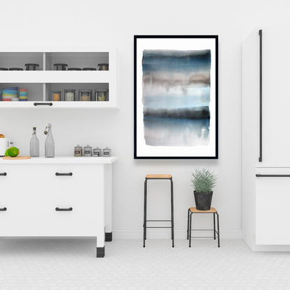 Blue Stripes Abstract Canvas | Framed Wall Art for Home Decor