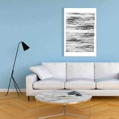 Gray Grooves White Abstract Shapes Canvas | Modern Home Decor
