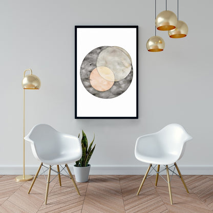 Retro Shapes Gray Framed Canvas - Interlocking Home Decor