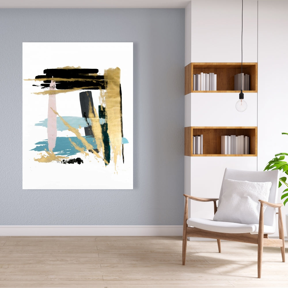 Pastel Stroke Shapes Abstract Blue Canvas | Home Decor Art