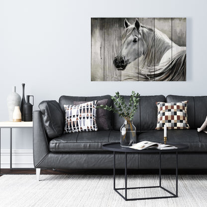 Rustic Horse Canvas | White Animal Art for Home Decor