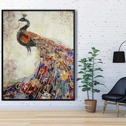 Majestic Peacock Canvas | Contemporary Bedroom Wall Art Decor