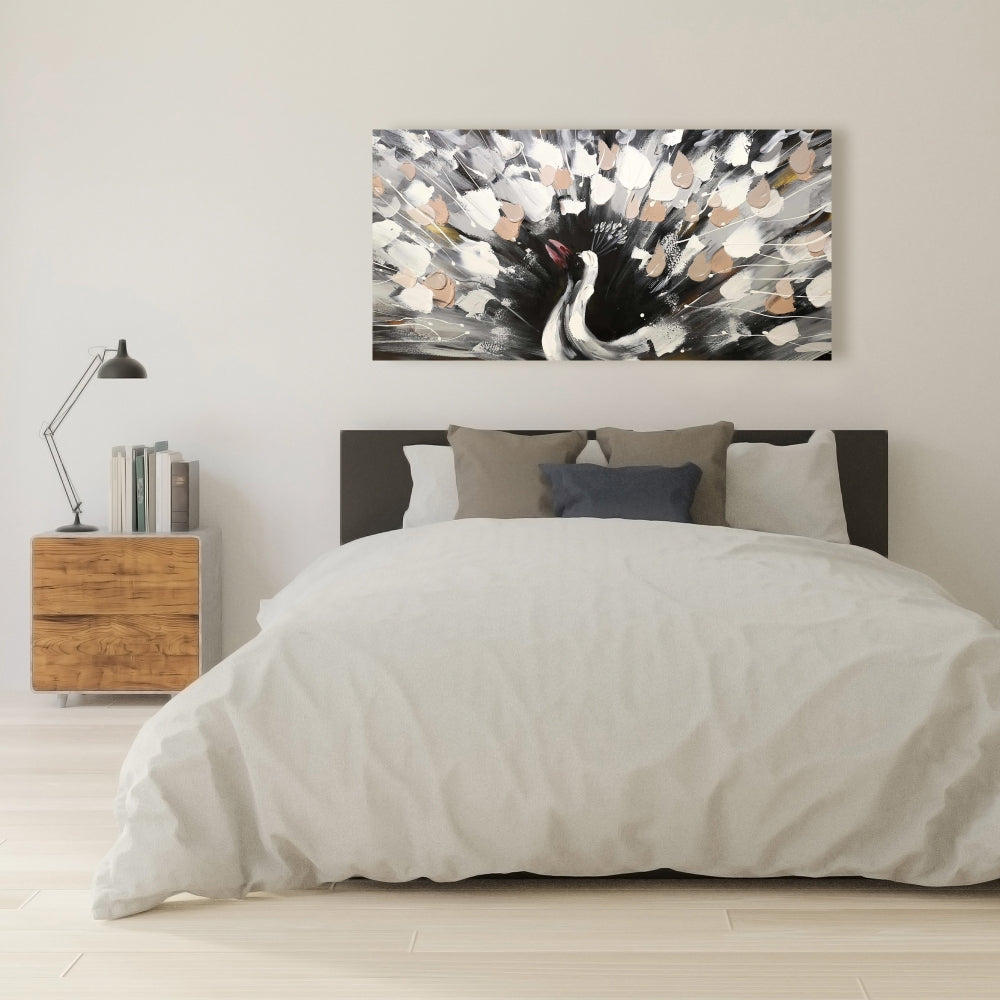 Toile abstraite représentant un paon tacheté – Décoration d'intérieur moderne