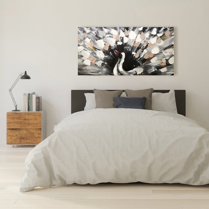 Toile abstraite représentant un paon tacheté – Décoration d'intérieur moderne