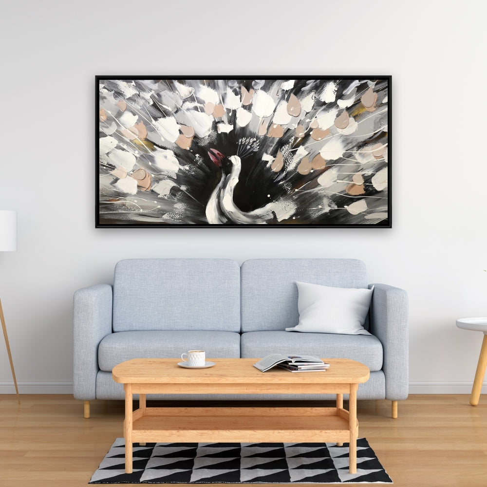Spotted Abstract Peacock Canvas - Modern Bedroom Wall Art