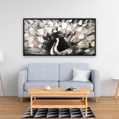 Spotted Abstract Peacock Canvas - Modern Bedroom Wall Art