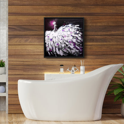 Toile contemporaine Paon violet | Décoration de chambre | Art encadré