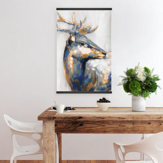 Golden Deer Blue Magnetic Canvas | Home Decor Bedroom Art