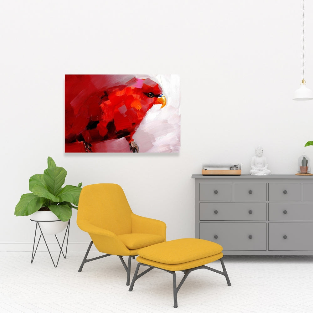 Abstract Red Parrot Canvas - Modern Bird Art for Home Decor