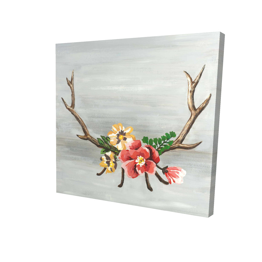 Toile motif cornes de cerf marron bohème | Décoration animalière
