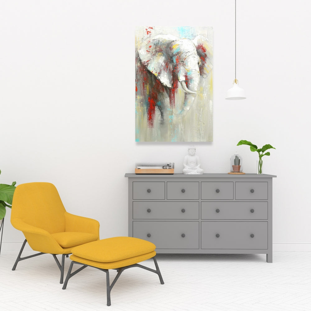 Abstract Elephant Canvas - Red African Art for Home Decor