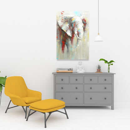 Abstract Elephant Canvas - Red African Art for Home Decor