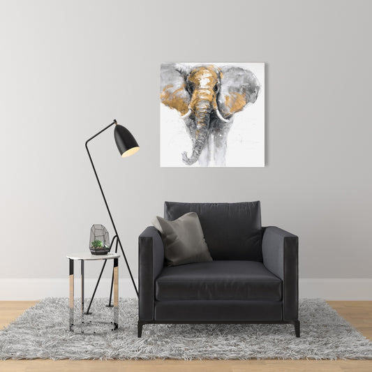 Golden Elephant Canvas - Contemporary Living Room Decor