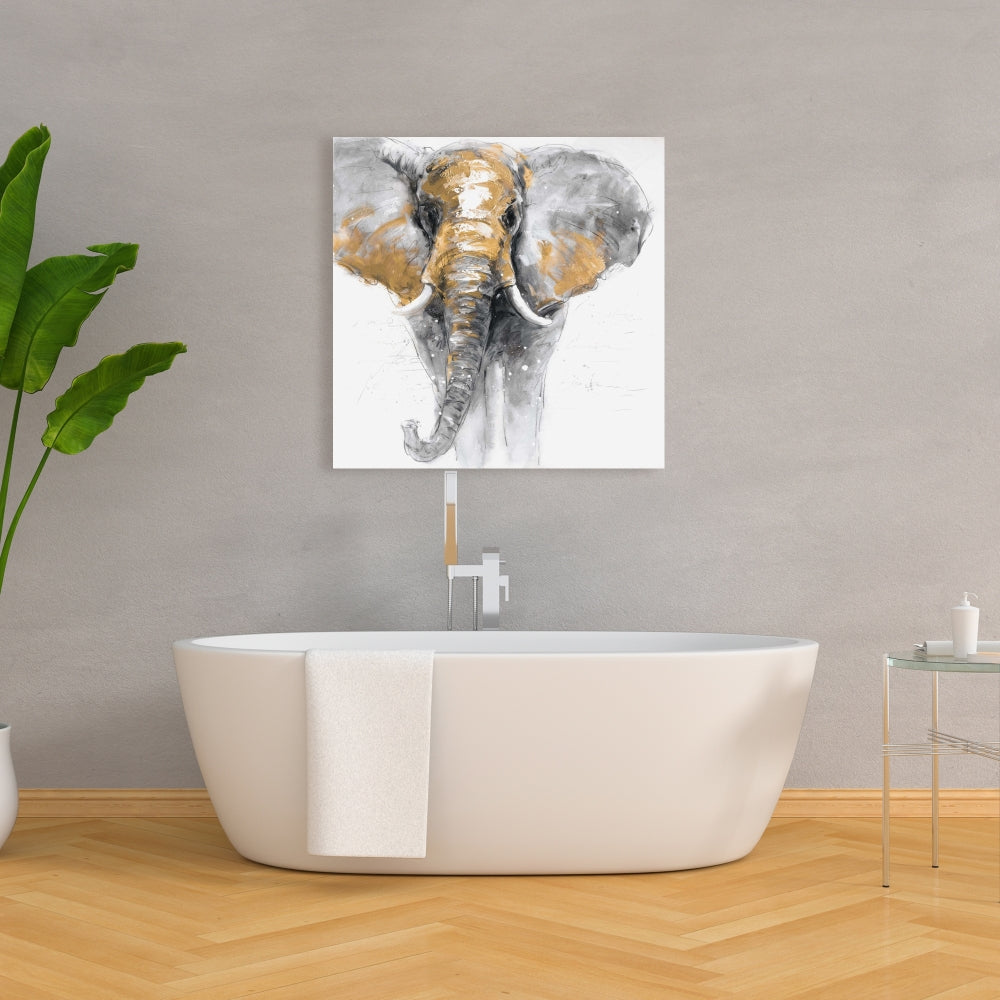 Golden Elephant Canvas - Contemporary Living Room Decor