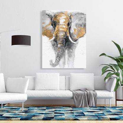 Golden Elephant Canvas - Contemporary Living Room Decor