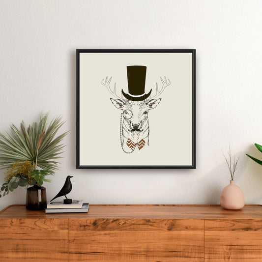 Aristocrat Roe Deer Canvas - Rustic Brown Framed Home Decor