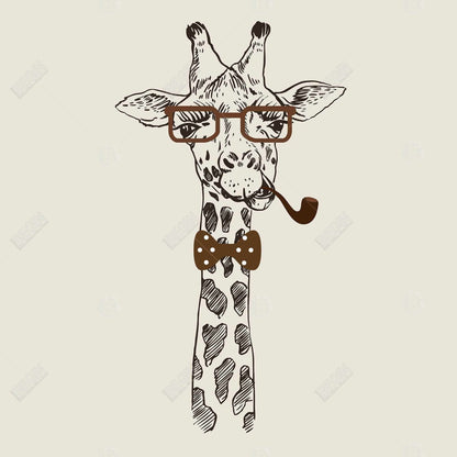 Toile « Girafe amusante avec pipe » | Décoration de chambre animalière