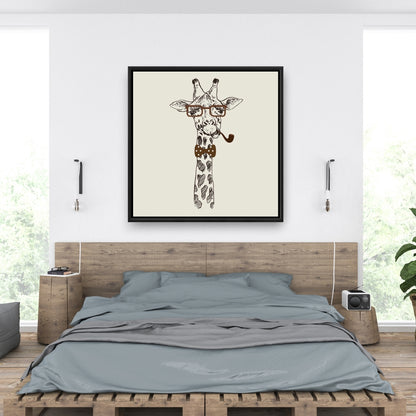Toile « Girafe amusante avec pipe » | Décoration de chambre animalière