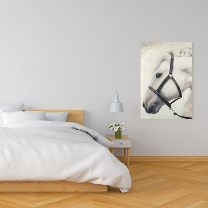 Toile Darius le cheval blanc | Décoration d'intérieur avec animaux de la ferme
