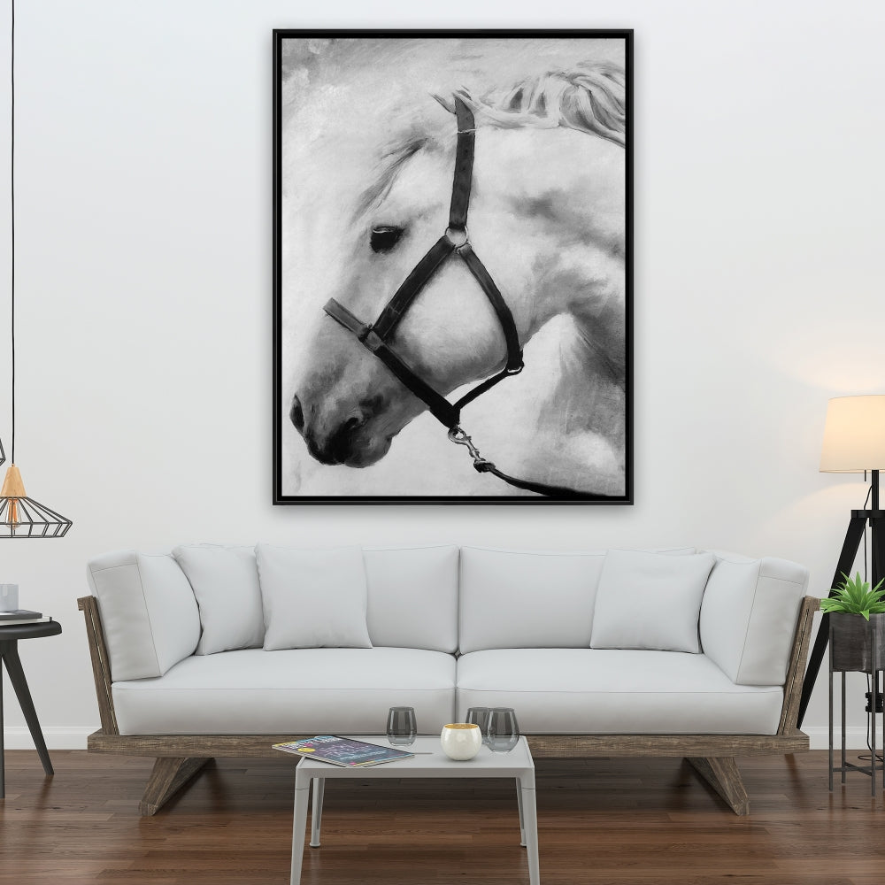 Monochrome Bedroom Horse Canvas - Darius the Horse Decor