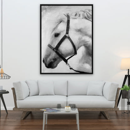 Monochrome Bedroom Horse Canvas - Darius the Horse Decor