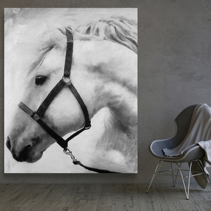 Gray Horse Canvas - Darius the Horse | Bedroom Wall Art Decor
