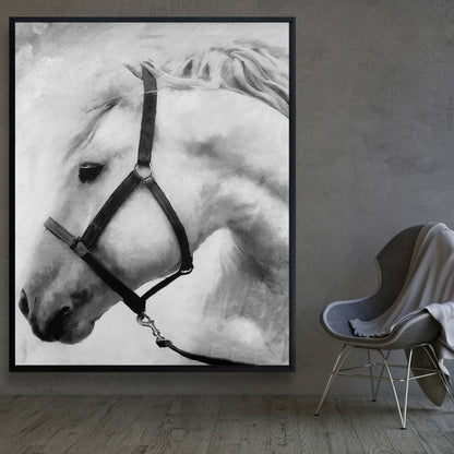 Monochrome Bedroom Horse Canvas - Darius the Horse Decor