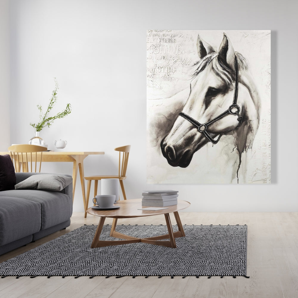 Flicka the White Horse Canvas - Farm Animal Home Decor Art