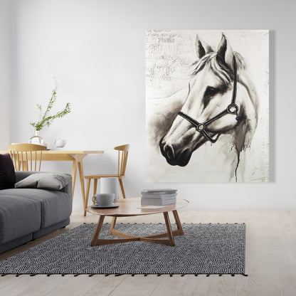 Flicka the White Horse Canvas - Farm Animal Home Decor Art